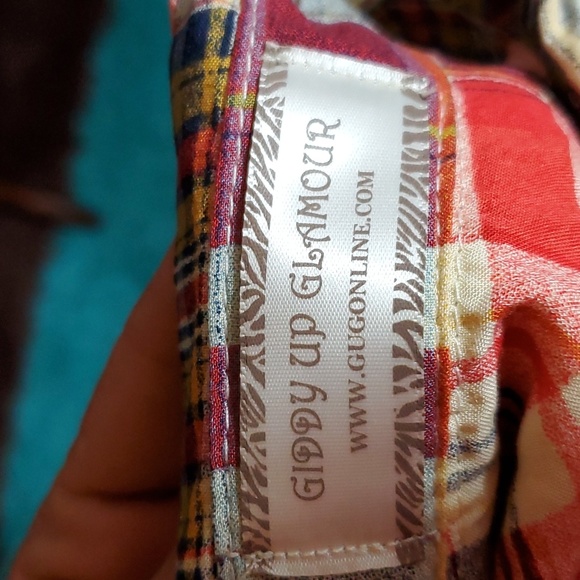 Giddy Up Glamour Plaid and Sequin Gold Blouse - Picture 7 of 8